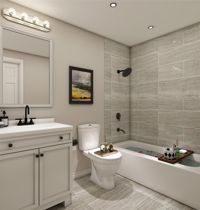 4817 Keeland St, Houston, TX 77016 - full bathroom with vanity, recessed lighting, and shower / washtub combination