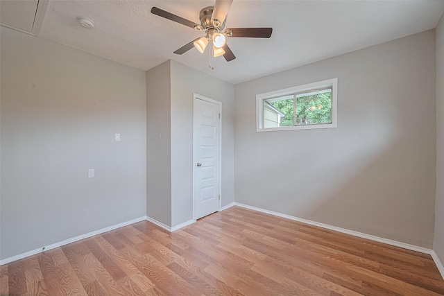 3024 Brackenridge St, Houston, TX 77026 - unfurnished room featuring light wood finished floors, a ceiling fan, and a smoke detector