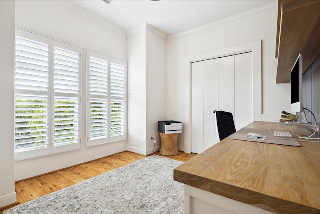 5220 Hazard St, Houston, TX 77098 - home office featuring ornamental molding and wood finished floors