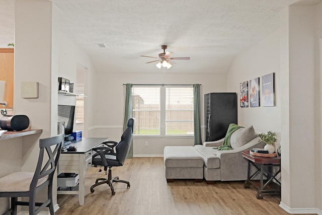 15010 Sunset Villa Ct, Humble, TX 77396 - office area with wood finished floors and a ceiling fan