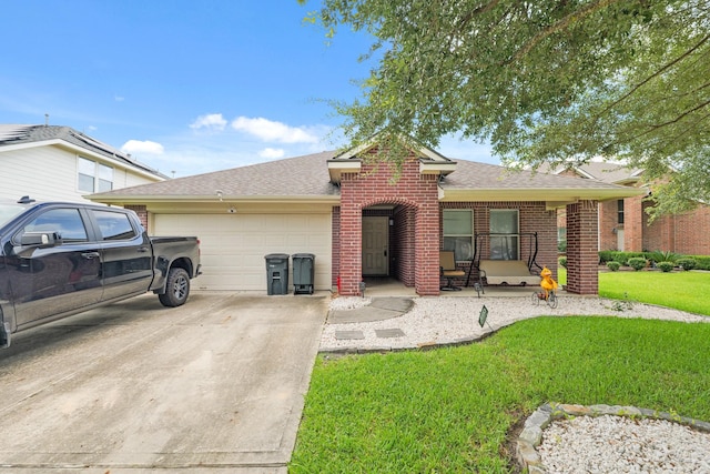 15010 Sunset Villa Ct, Humble, TX 77396 - view of front facade with a shingled roof, an attached garage, brick siding, and driveway