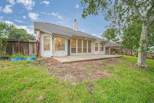17134 Fairway Glen Ct, Sugar Land, TX 77498 - rear view of house featuring a patio area, a fenced backyard, and a chimney
