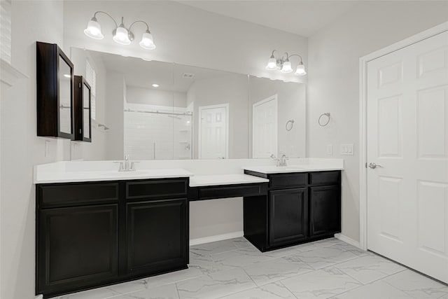 1909 Monaco Memorial Ln, Houston, TX 77043 - full bath with marble finish floors, vanity, and a shower stall
