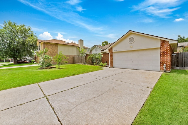 16310 Mulberry Run Ct, Sugar Land, TX 77498 - view of front of house featuring brick siding, concrete driveway, an attached garage, and a chimney