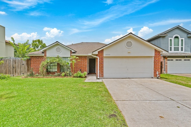 16310 Mulberry Run Ct, Sugar Land, TX 77498 - view of front of property featuring brick siding, driveway, an attached garage, and a shingled roof