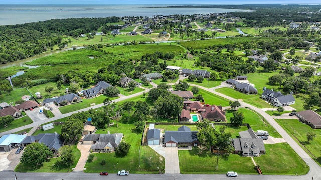 6202 Oleander Dr, Baytown, TX 77523 - aerial overview of property's location with a nearby body of water and nearby suburban area