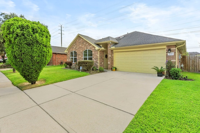 1126 Heathfield Dr, Channelview, TX 77530 - view of front of home featuring brick siding, a garage, driveway, and a shingled roof