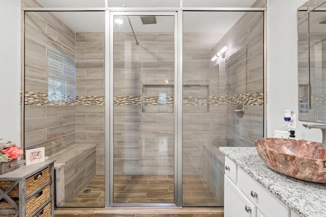1126 Heathfield Dr, Channelview, TX 77530 - full bathroom with vanity and a shower stall