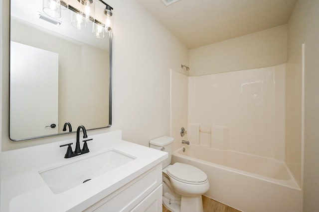 2046 Grand Park Dr, Missouri City, TX 77489 - full bath with vanity, shower / bathtub combination, and wood finished floors