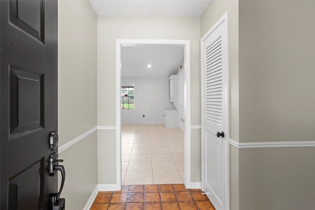 3808 Montego Dr, Baytown, TX 77521 - corridor with light tile patterned floors and baseboards