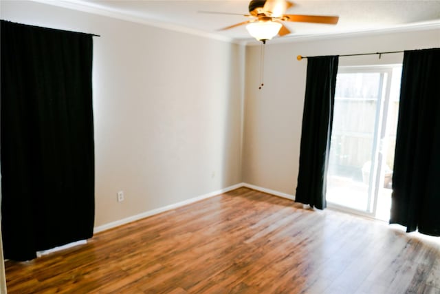 6410 Del Monte Dr Unit 118, Houston, TX 77057 - empty room with a ceiling fan, ornamental molding, and wood finished floors