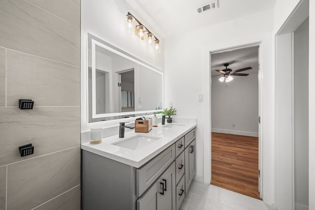 9030 Tanager St, Houston, TX 77036 - bathroom with vanity and a ceiling fan