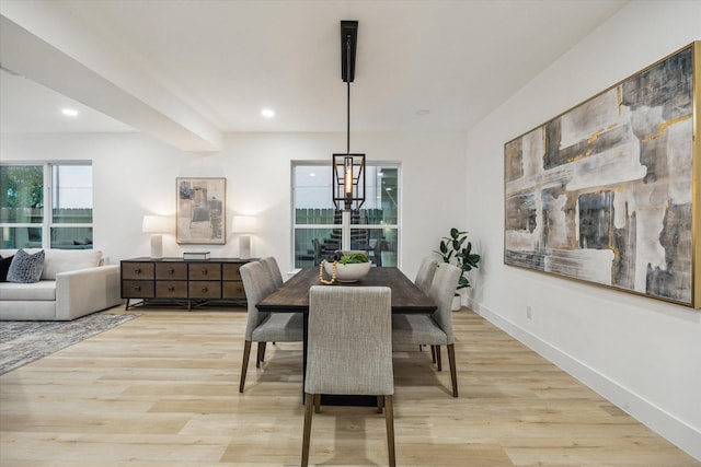 5005 Chestnut St, Bellaire, TX 77401 - dining area with light wood-style floors, recessed lighting, and a chandelier