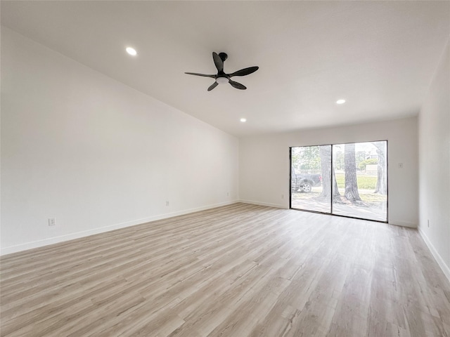 14214 Morinscott, Houston, TX 77049 - spare room featuring light wood-type flooring, recessed lighting, and a ceiling fan