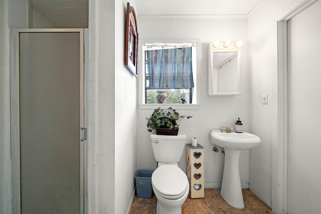 8105 Miller Dr, Hitchcock, TX 77563 - bathroom featuring a shower stall and crown molding