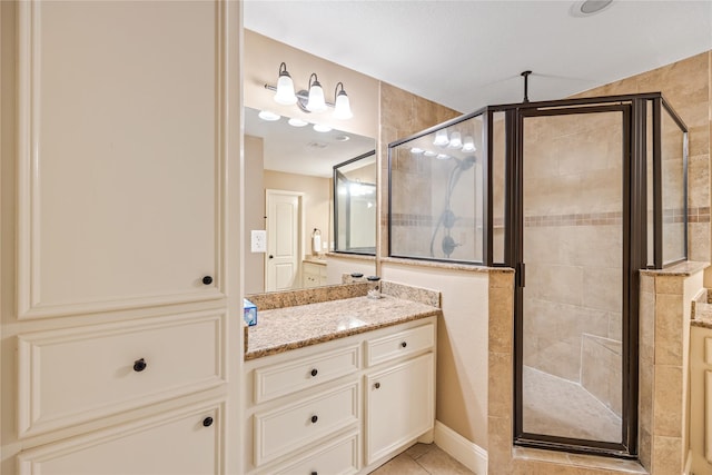 2546 Anzalone Dr, Spring, TX 77373 - full bath featuring vanity, a stall shower, and tile patterned floors