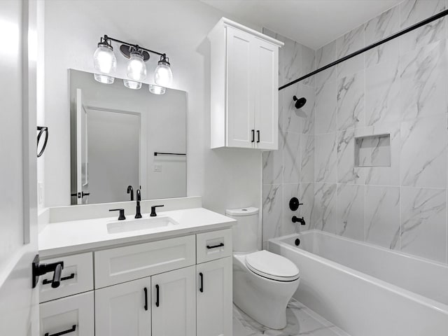 5240 Cornish Unit B, Houston, TX 77007 - bathroom featuring vanity, bathtub / shower combination, and marble look tile flooring