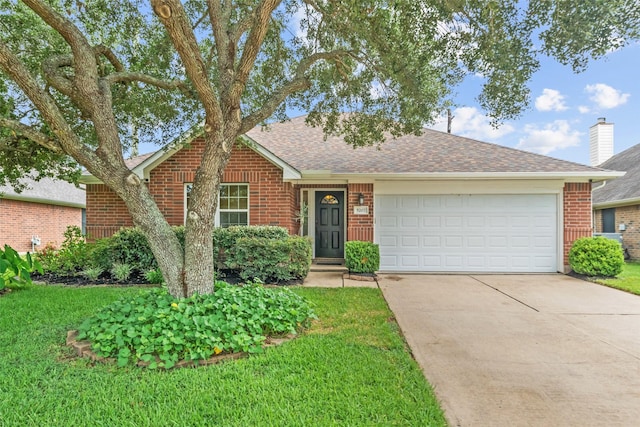 5207 Caprock Dr, Pearland, TX 77584 - ranch-style house featuring brick siding, driveway, a shingled roof, and an attached garage