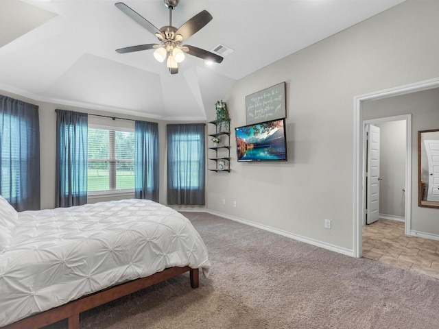 70 Rd 22705, Cleveland, TX 77327 - carpeted bedroom with lofted ceiling and ceiling fan