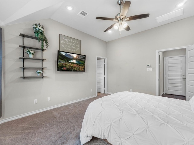 70 Rd 22705, Cleveland, TX 77327 - bedroom featuring carpet floors, lofted ceiling, ceiling fan, and recessed lighting