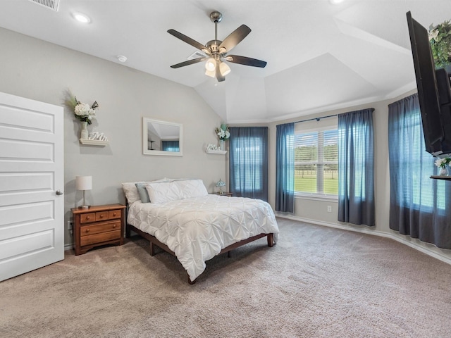 70 Rd 22705, Cleveland, TX 77327 - carpeted bedroom with vaulted ceiling, ceiling fan, and recessed lighting