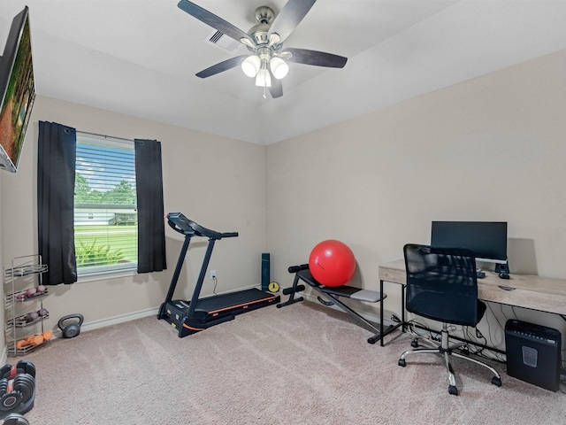 70 Rd 22705, Cleveland, TX 77327 - carpeted office featuring a ceiling fan and baseboards