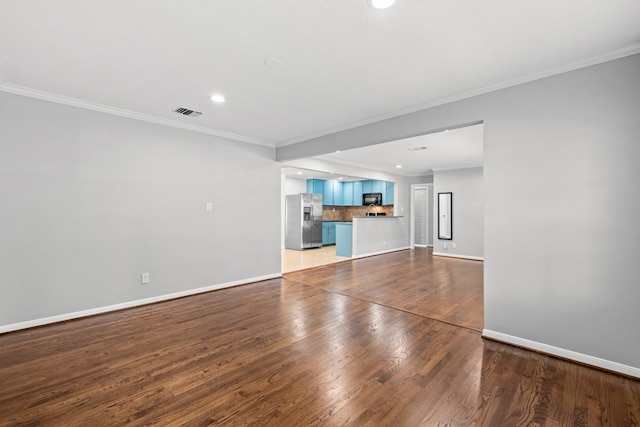 5110 Verdome Ln, Houston, TX 77092 - unfurnished living room with recessed lighting, ornamental molding, and wood finished floors