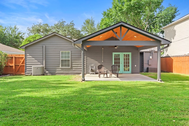 5110 Verdome Ln, Houston, TX 77092 - rear view of house featuring french doors, a ceiling fan, and a patio