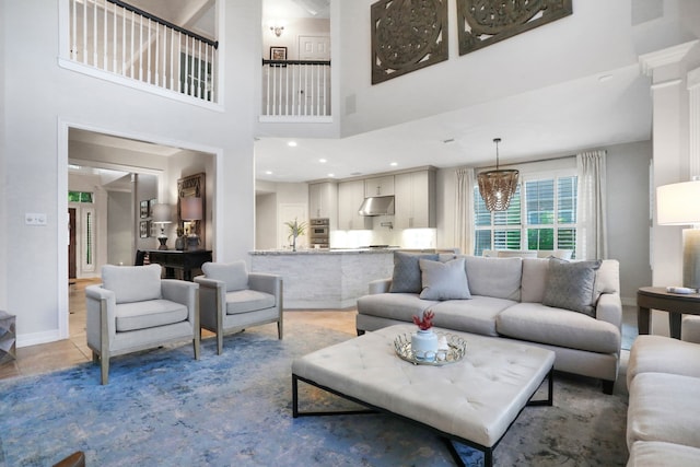 4502 Buffalo Lake Ct, Richmond, TX 77406 - tiled living area featuring a towering ceiling