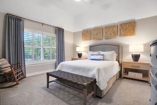 4502 Buffalo Lake Ct, Richmond, TX 77406 - carpeted bedroom with a ceiling fan and high vaulted ceiling