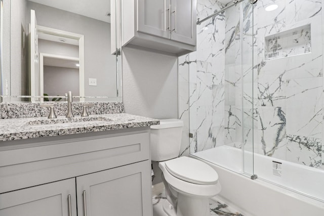 16820 Laurelwood Dr, Channelview, TX 77530 - bathroom with marble finish flooring, vanity, and shower / bath combination with glass door