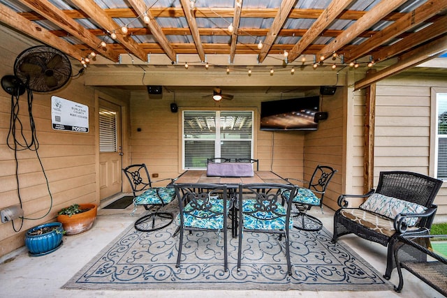 38327 Miranda Ln, Magnolia, TX 77355 - view of patio featuring outdoor dining space and ceiling fan