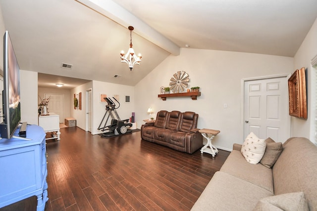 38327 Miranda Ln, Magnolia, TX 77355 - living room featuring a chandelier and dark wood-style flooring