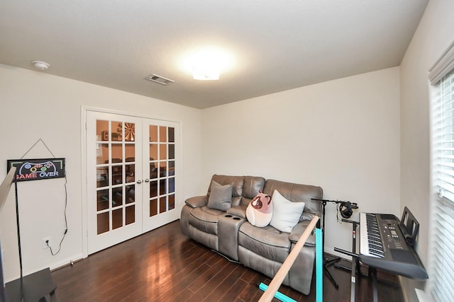 38327 Miranda Ln, Magnolia, TX 77355 - living area with french doors and wood finished floors
