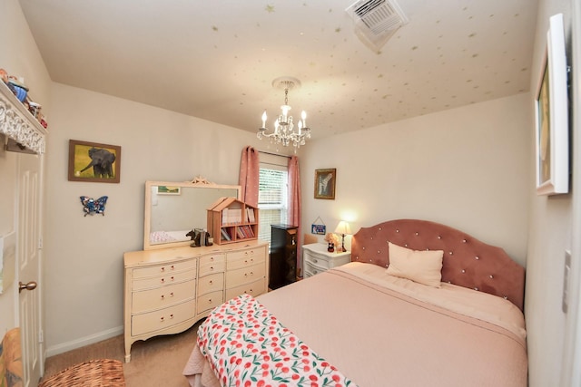 38327 Miranda Ln, Magnolia, TX 77355 - bedroom featuring carpet and a chandelier