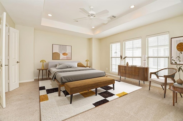 222 Knox St Unit F, Houston, TX 77007 - bedroom with carpet, recessed lighting, and a raised ceiling