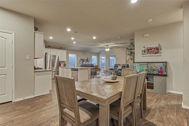 11503 Parrot Fish Ct, Conroe, TX 77304 - dining space with light wood-type flooring, recessed lighting, and ceiling fan