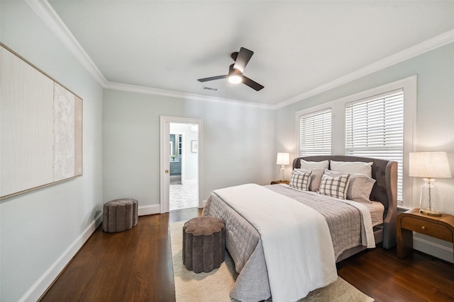 1114 W Cottage St, Houston, TX 77009 - bedroom with wood finished floors, crown molding, and ceiling fan