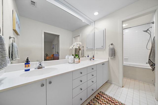 1821 Tuam St, Houston, TX 77004 - full bath featuring double vanity, tub / shower combination, and tile patterned floors