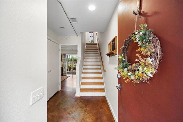 1821 Tuam St, Houston, TX 77004 - stairs featuring finished concrete floors and baseboards