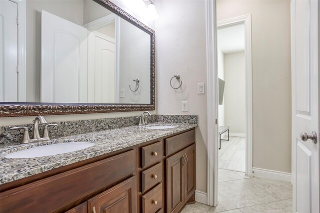 29114 Davenport Dr, Katy, TX 77494 - bathroom with double vanity and tile patterned flooring