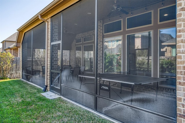 29114 Davenport Dr, Katy, TX 77494 - view of patio featuring a sunroom and a ceiling fan