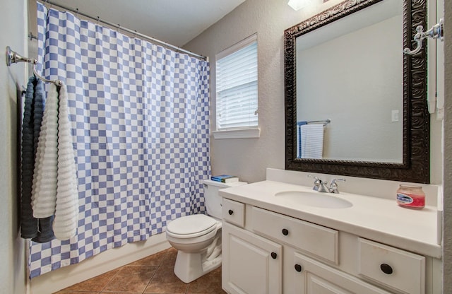 20303 Misty River Way, Cypress, TX 77433 - full bathroom featuring vanity, tile patterned floors, and a shower with shower curtain