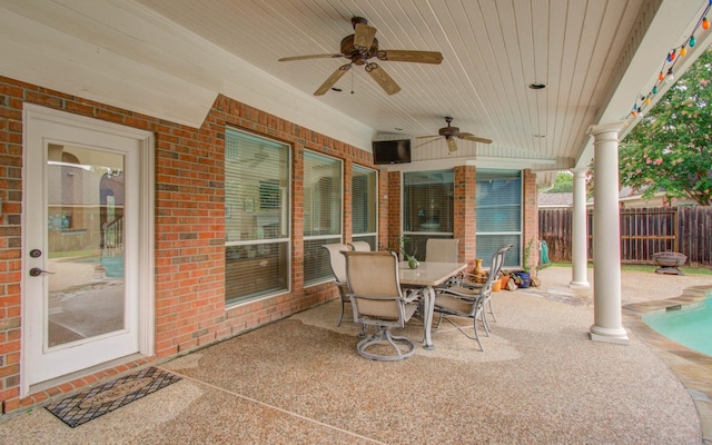20303 Misty River Way, Cypress, TX 77433 - view of patio with a ceiling fan and outdoor dining space