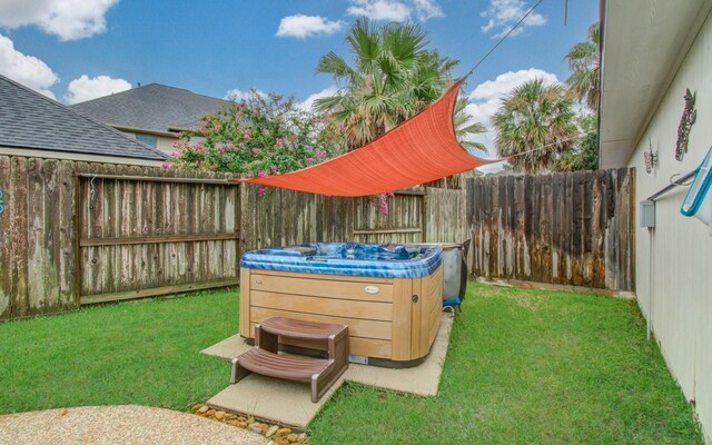 20303 Misty River Way, Cypress, TX 77433 - fenced backyard with a hot tub