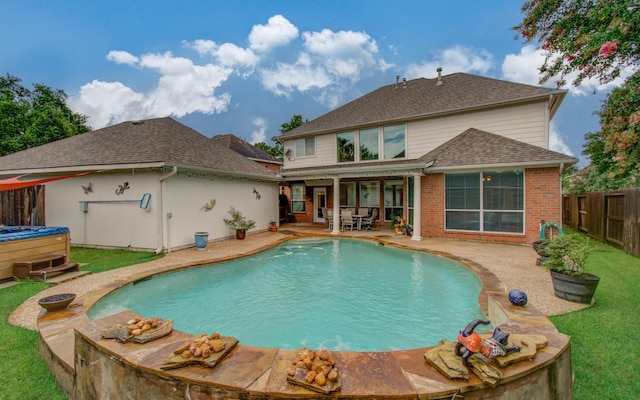 20303 Misty River Way, Cypress, TX 77433 - view of pool with a patio area, a fenced backyard, and a hot tub