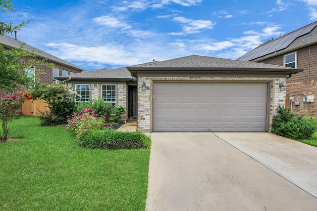 32726 Timber Point Dr, Brookshire, TX 77423 - view of front of property featuring driveway, brick siding, a front yard, and an attached garage