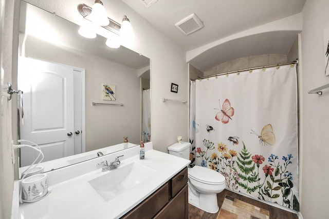 32726 Timber Point Dr, Brookshire, TX 77423 - full bathroom featuring vanity, wood finished floors, and curtained shower