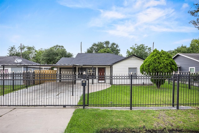 5419 Firefly Ave, Houston, TX 77017 - view of front of property with driveway, a fenced front yard, and an attached garage
