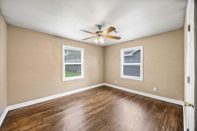 5419 Firefly Ave, Houston, TX 77017 - empty room featuring dark wood-style flooring and ceiling fan